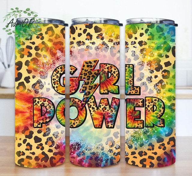 Girl Power Tumbler Design, Girl Power Leopard 20oz Skinny Tumbler, Leopard Tie Dye Tumbler Wrap, Girl Tumbler Png, Strong Woman Design Png, Digital Download Sublimation AdriOP 