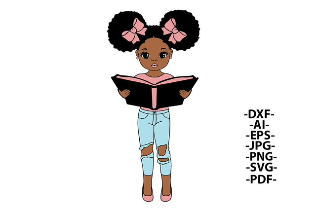 Girl Reading Svg, Learning, Afro Girl Svg, Book, Puff Hair, Black Girl Svg, Afro baby Girl Svg, Black Woman, African American, Svg Cut Files SVG 1uniqueminute 
