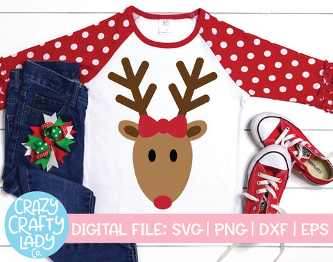 Girl Reindeer | Christmas SVG Cut File SVG Crazy Crafty Lady Co. 
