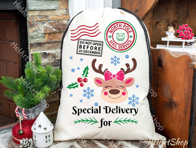 Girl Reindeer Santa Sack Svg, Christmas Bag Svg SVG _HelArtShop_ 
