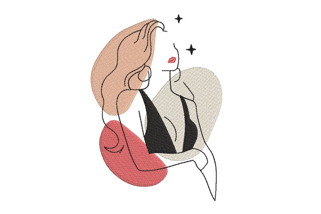 Girl silhouette embroidery design, one line embroidery design , 5 sizes , instant download Embroidery/Applique DESIGNS ArtEMByNatalia 