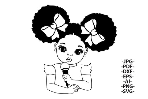 Girl Singing Svg, Girl With Microphone, Afro Girl Singing, Black Princes Svg, Afro Woman Svg, Sweet Girl Svg, Cute Little Kid, Svg Cut Files SVG 1uniqueminute 
