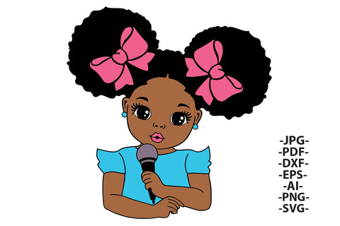 Girl Singing Svg, Girl With Microphone, Afro Girl Singing, Black Princes Svg, Afro Woman Svg, Sweet Girl Svg, Cute Little Kid, Svg Cut Files SVG 1uniqueminute 