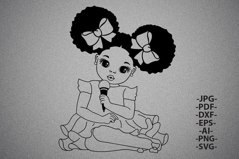 Girl Singing Svg, Girl With Microphone, Afro Girl Singing, Black Princes Svg, Afro Woman Svg, Sweet Girl Svg, Cute Little Kid, Svg Cut Files SVG 1uniqueminute 