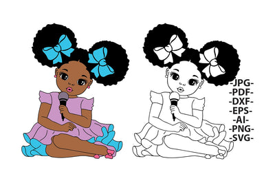 Girl Singing Svg, Girl With Microphone, Afro Girl Singing, Black Princes Svg, Afro Woman Svg, Sweet Girl Svg, Cute Little Kid, Svg Cut Files SVG 1uniqueminute 