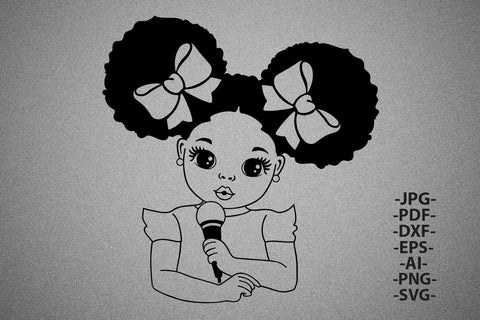 Girl Singing Svg, Girl With Microphone, Afro Girl Singing, Black Princes Svg, Afro Woman Svg, Sweet Girl Svg, Cute Little Kid, Svg Cut Files SVG 1uniqueminute 