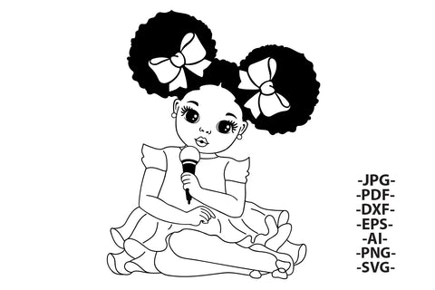 Girl Singing Svg, Girl With Microphone, Afro Girl Singing, Black Princes Svg, Afro Woman Svg, Sweet Girl Svg, Cute Little Kid, Svg Cut Files SVG 1uniqueminute 