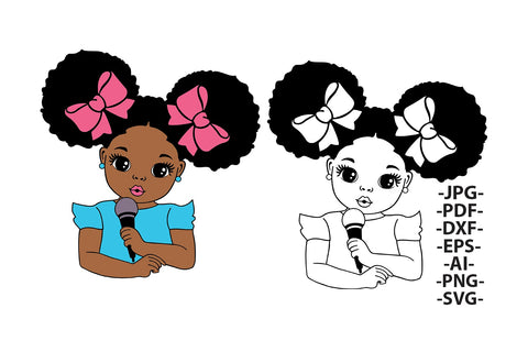 Girl Singing Svg, Girl With Microphone, Afro Girl Singing, Black Princes Svg, Afro Woman Svg, Sweet Girl Svg, Cute Little Kid, Svg Cut Files SVG 1uniqueminute 