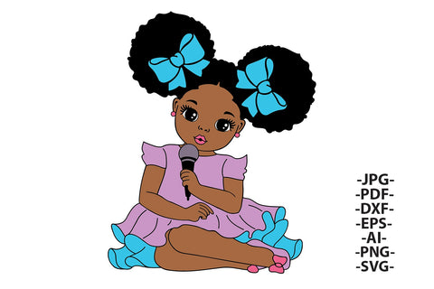 Girl Singing Svg, Girl With Microphone, Afro Girl Singing, Black Princes Svg, Afro Woman Svg, Sweet Girl Svg, Cute Little Kid, Svg Cut Files SVG 1uniqueminute 