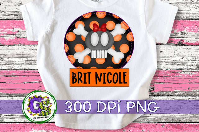 Girl Skull and Crossbones Circle Design PNG for Sublimation-Halloween PNG Sublimation Greedy Stitches 