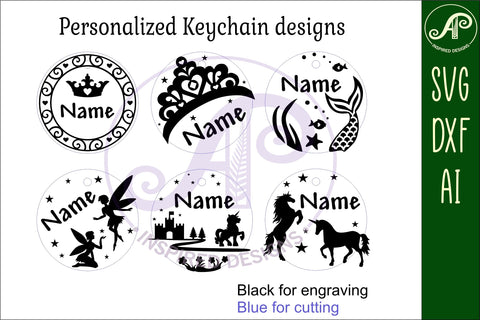 Girl theme set A keychain DIGITAL SVG 6 personalized SVG APInspireddesigns 