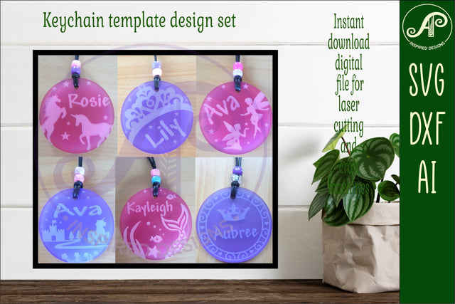 Girl theme set A keychain DIGITAL SVG 6 personalized SVG APInspireddesigns 