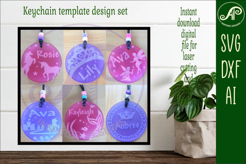 Girl theme set A keychain DIGITAL SVG 6 personalized SVG APInspireddesigns 