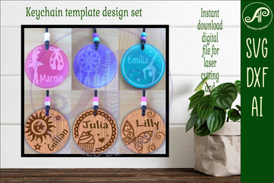 Girl theme set B keychain DIGITAL SVG 6 personalized SVG APInspireddesigns 