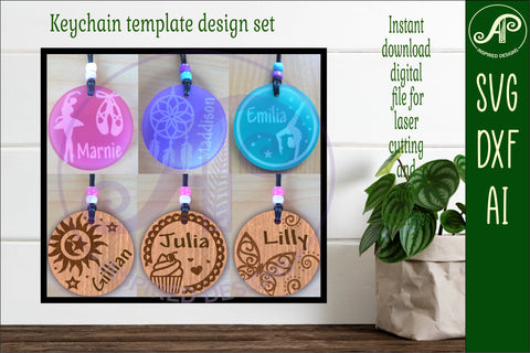 Girl theme set B keychain DIGITAL SVG 6 personalized SVG APInspireddesigns 