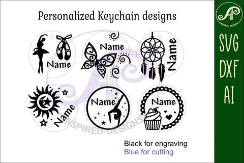 Girl theme set B keychain DIGITAL SVG 6 personalized SVG APInspireddesigns 