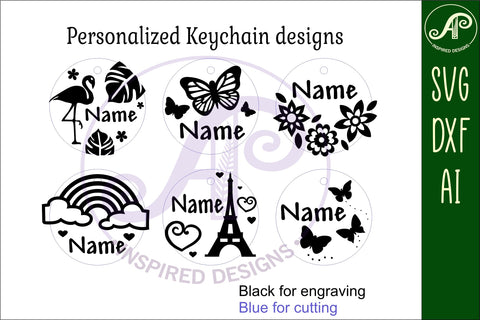 Girl theme set C keychain DIGITAL SVG 6 personalized SVG APInspireddesigns 