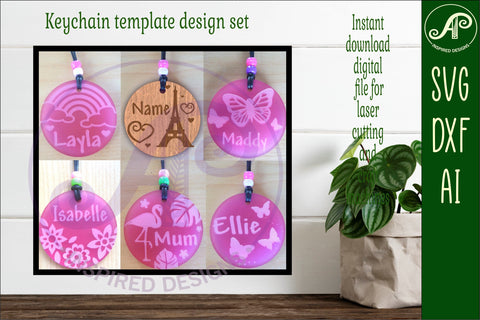 Girl theme set C keychain DIGITAL SVG 6 personalized SVG APInspireddesigns 