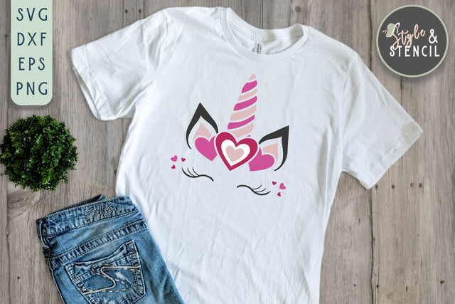 Girl Valentine Unicorn SVG - PNG, DXF, EPS, SVG, Cut File SVG Style and Stencil 