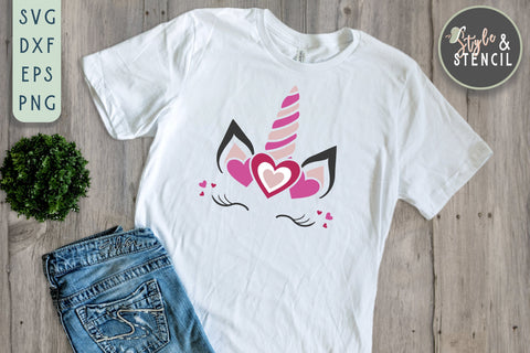 Girl Valentine Unicorn SVG - PNG, DXF, EPS, SVG, Cut File SVG Style and Stencil 