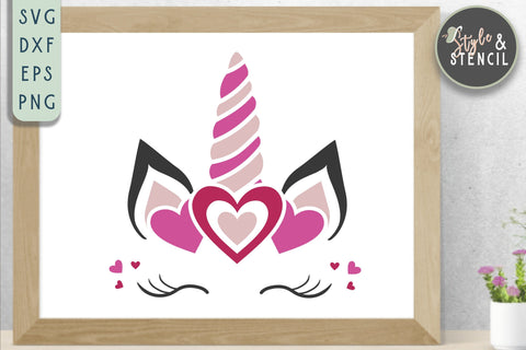 Girl Valentine Unicorn SVG - PNG, DXF, EPS, SVG, Cut File SVG Style and Stencil 