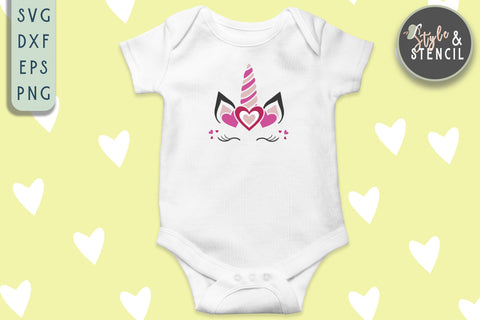 Girl Valentine Unicorn SVG - PNG, DXF, EPS, SVG, Cut File SVG Style and Stencil 