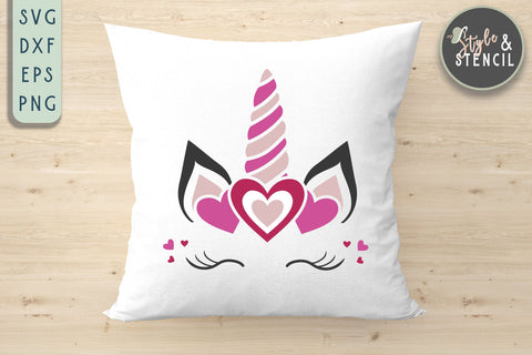 Girl Valentine Unicorn SVG - PNG, DXF, EPS, SVG, Cut File SVG Style and Stencil 