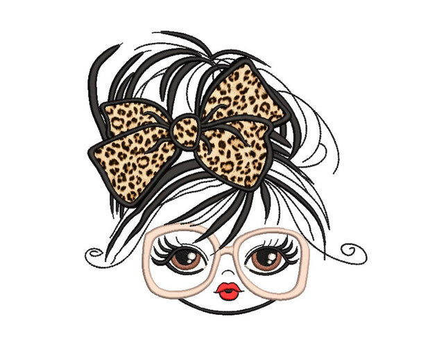 Girl with a Bow Applique Embroidery Design, 4 sizes, Instant download Embroidery/Applique DESIGNS Nino Nadaraia 