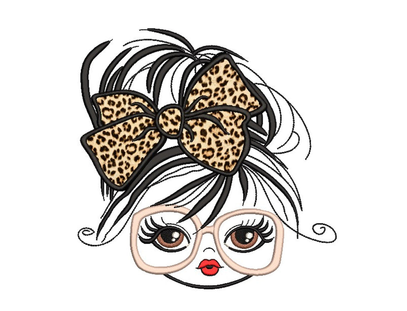 Girl with a Bow Applique Embroidery Design, 4 sizes, Instant download Embroidery/Applique DESIGNS Nino Nadaraia 