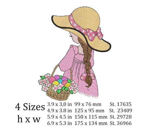 Girl with Easter eggs Embroidery/Applique DESIGNS ArtEMByNatalia 