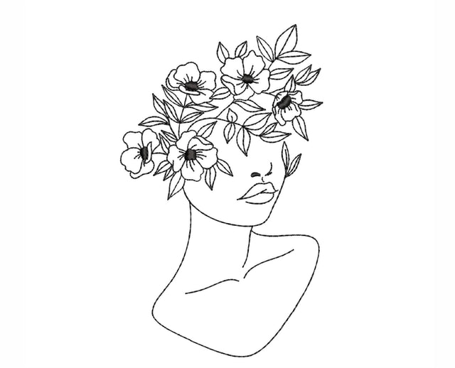 Girl with Flowers Embroidery Design, Women Embroidery File, 5 sizes Embroidery/Applique DESIGNS Nino Nadaraia 