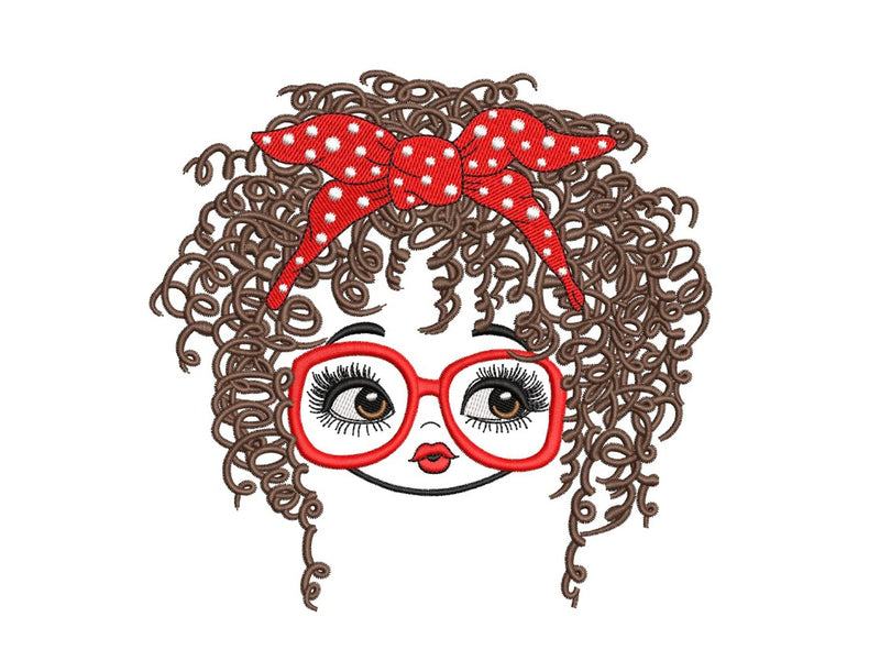 Girl with glasses embroidery design, 3 sizes, Instant download Embroidery/Applique DESIGNS Nino Nadaraia 