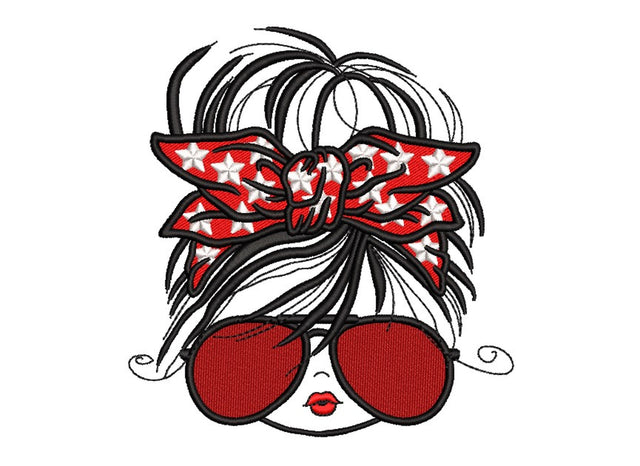 Girl with Glasses Embroidery Design, 4 sizes Embroidery/Applique DESIGNS Nino Nadaraia 