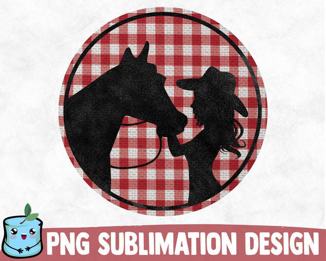 Girl With Horse Circle Sublimation Design Sublimation MintyMarshmallows 