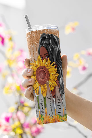 Girl You Are Special, Unique... Sublimation Design Wraps for 20 oz Skinny Tumbler - Melanin Girl, Black Queen PNG, Afro American Women Gift Sublimation CaldwellArt 