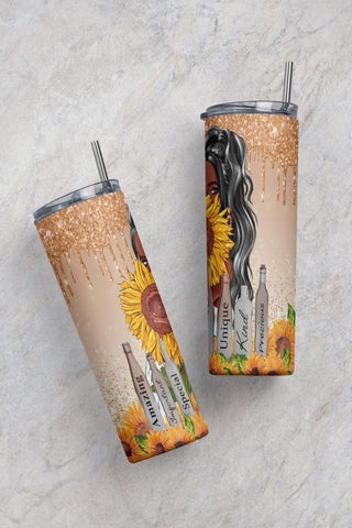 Girl You Are Special, Unique... Sublimation Design Wraps for 20 oz Skinny Tumbler - Melanin Girl, Black Queen PNG, Afro American Women Gift Sublimation CaldwellArt 