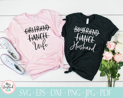 Girlfriend Fiancee Wife svg, Bundle, Matching Couples, Engagement Shirt, Hubby Svg, Wifey svg, husband shirt, Groom svg, SVG Design SVG MyDesiredSVG 