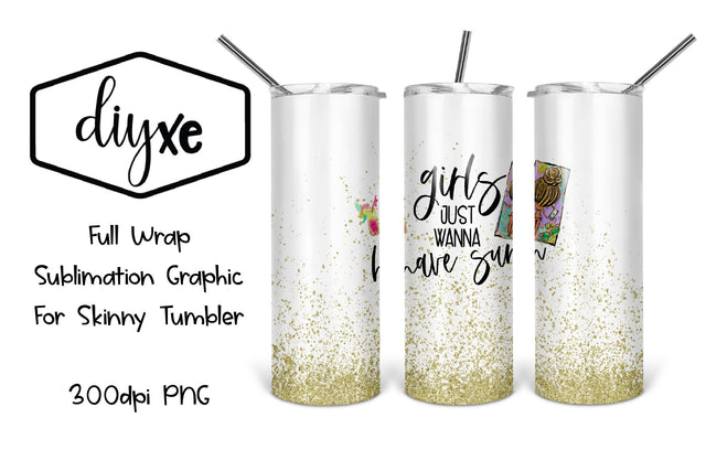 Girls Just Wanna Have Sun | 20oz Tumbler | Summer Sublimation Sublimation DIYxe Designs 