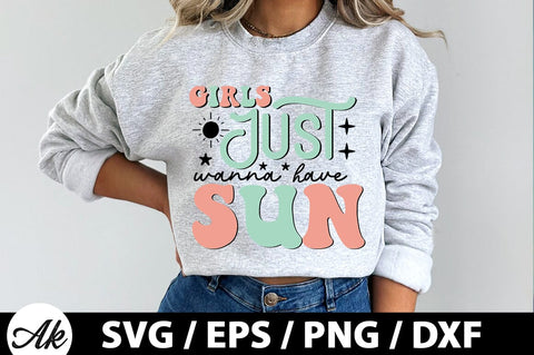 Girls just wanna have sun Retro SVG SVG akazaddesign 