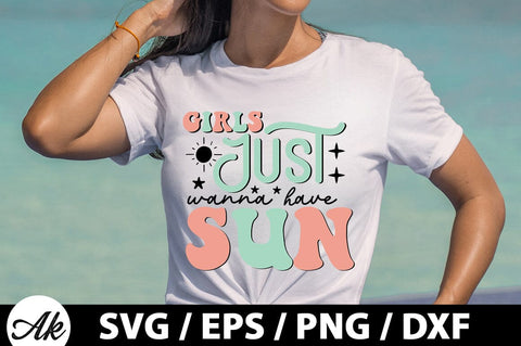 Girls just wanna have sun Retro SVG SVG akazaddesign 