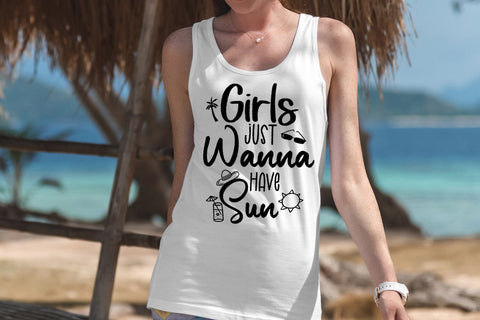 Girls Just Wanna Have Sun SVG I Beach SVG I Summer SVG SVG Happy Printables Club 