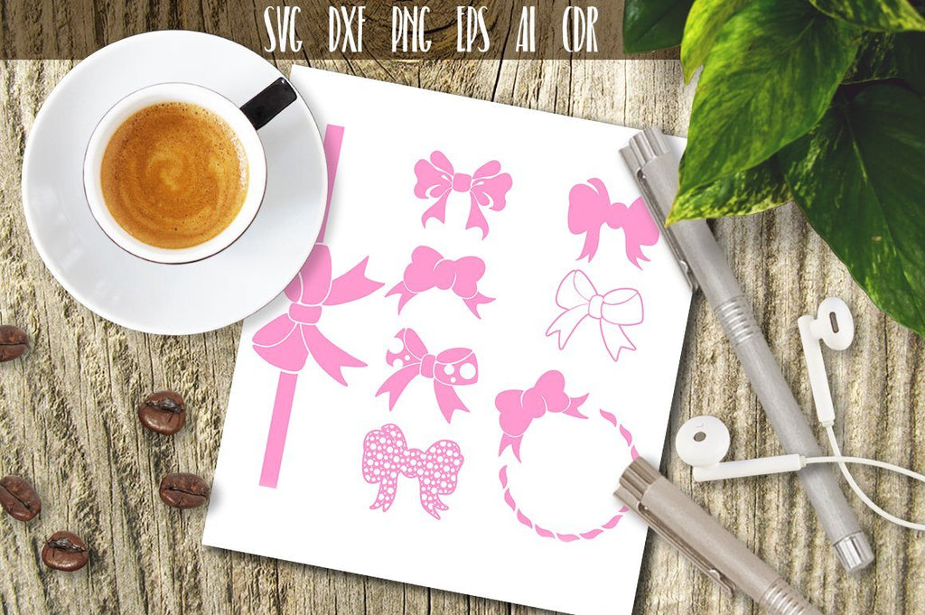 Girls Ribbon, Bow SVG Cut Files, Cheerleader Bow - So Fontsy