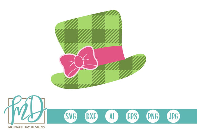 Girls St Patricks Day Buffalo Plaid Leprechaun Hat SVG Morgan Day Designs 