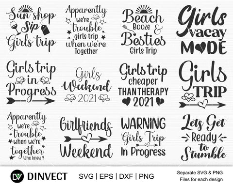 Girls Trip SVG Bundle, Girls Party Svg, Girls Weekend Svg, Vacation SVG, Birthday Squad Svg, Girls Trip Design, Girls vacay mode, Bachelorette Svg SVG Dinvect 