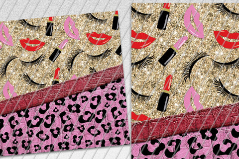 Girly 20oz Skinny Tumbler Sublimation/ Makeup/ Leopard and Leather/ Glitter/ Pink and Red Lipstick Sublimation Marlene Campos 
