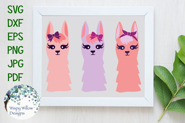 Girly Llama Trio SVG Wispy Willow Designs 
