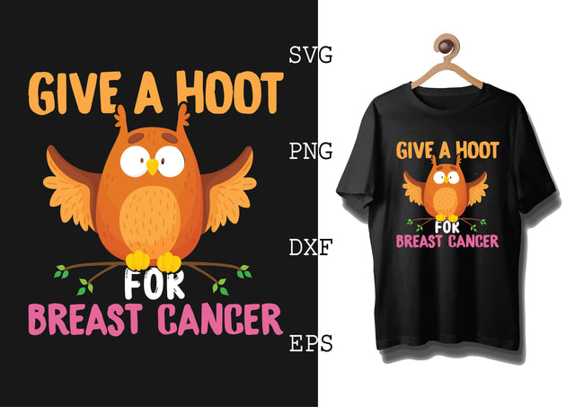 Give a Hoot for Breast Cancer Svg, Png, Eps, Dxf Files SVG DesignTShirt 