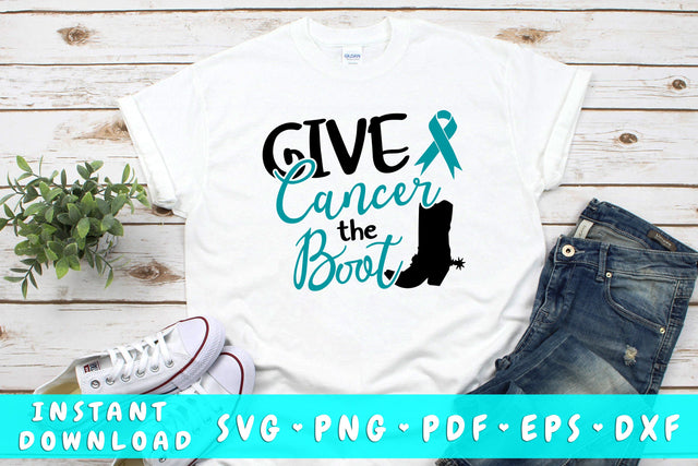 Give Ovarian Cancer The Boot SVG SVG HappyDesignStudio 