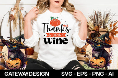 Give Thanks & Drink Wine svg design SVG designmaster24 