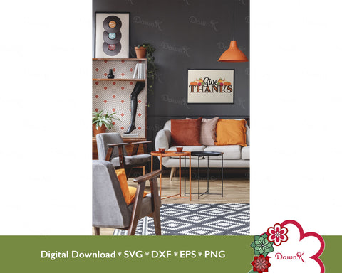 Give Thanks Layered SVG | Pumpkins, Leaves, and Warm Colors SVG DawnKDesigns 